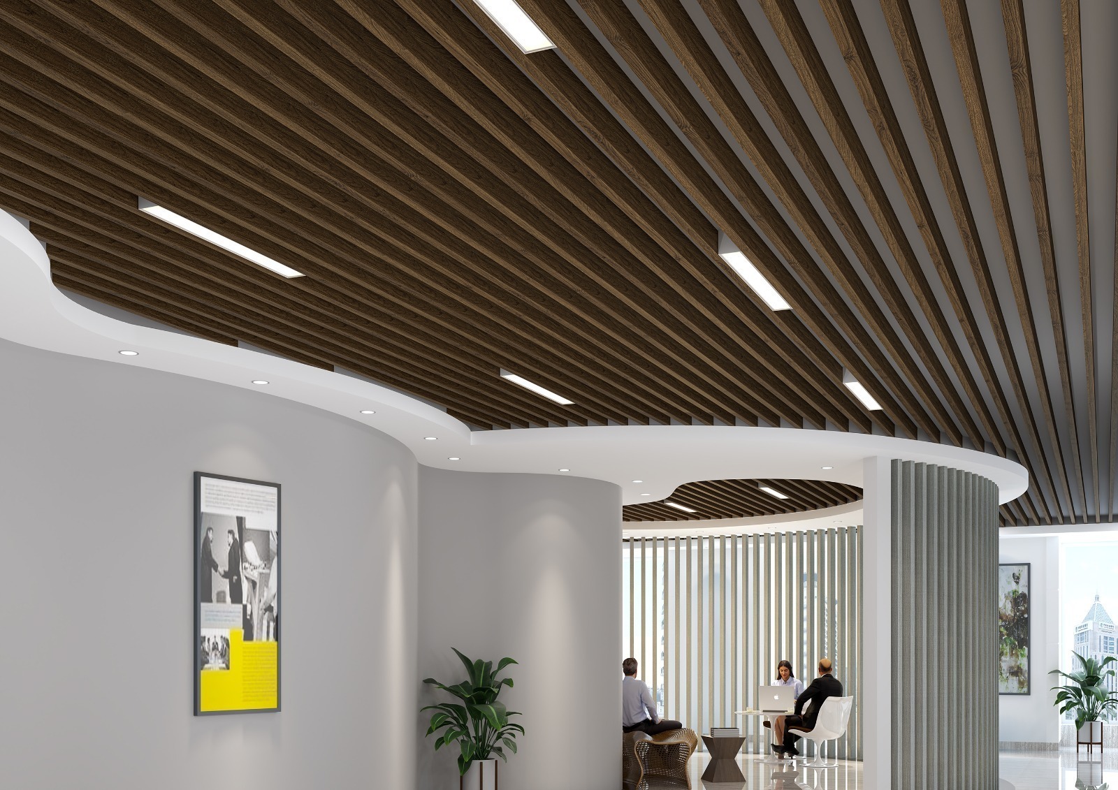 PARÉ soffit architectural wooden linear ceiling system
